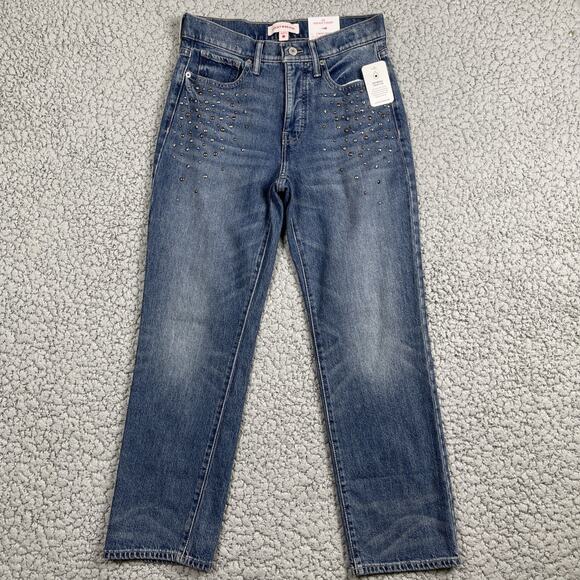 Lucky Brand Zoe High Rise Straight Leg Ankle Jeans Studded 4/27 NEW $149 MSRP - Picture 3 of 9